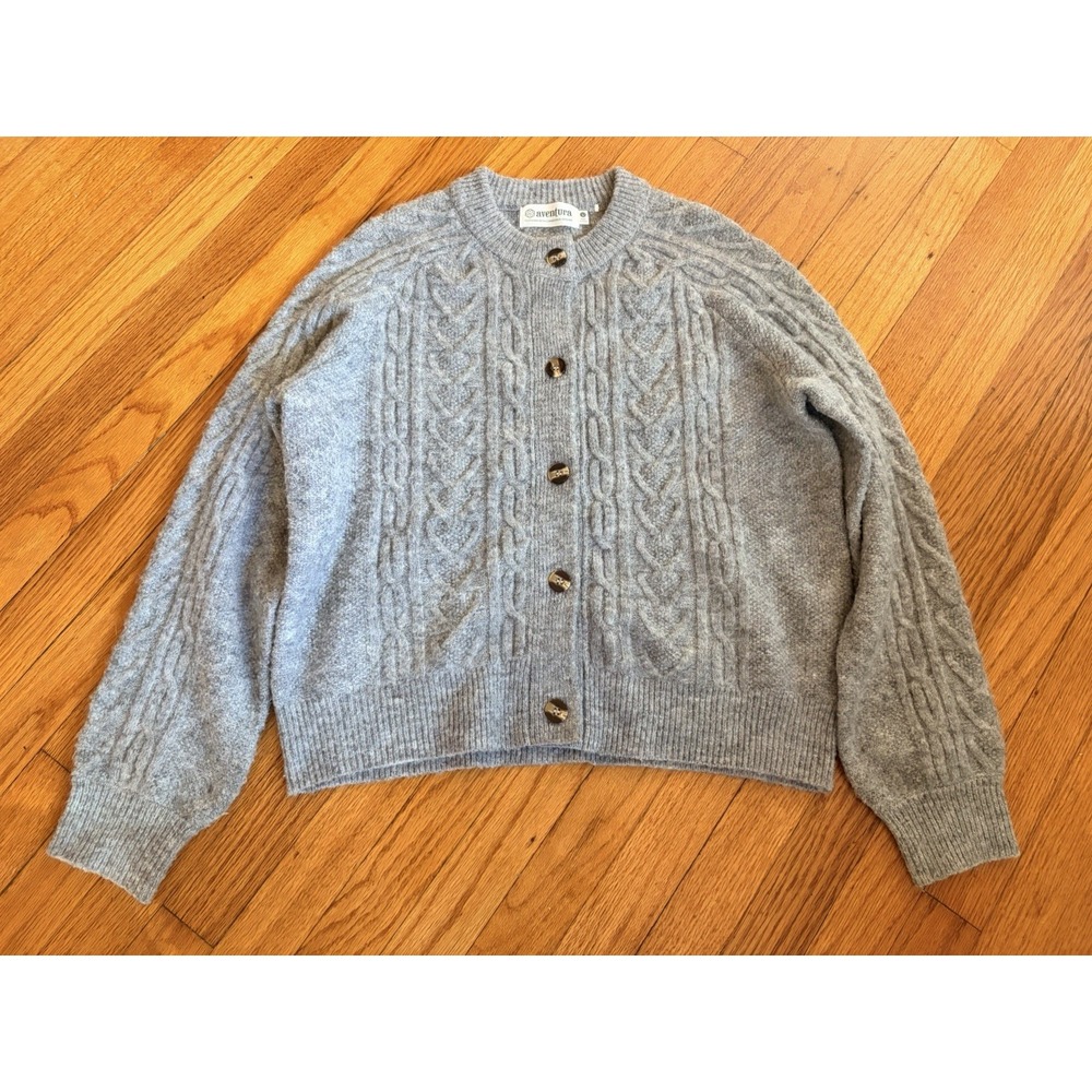 Aventura Sweater Women Wool Blend Cable Knit Cardigan Size Large